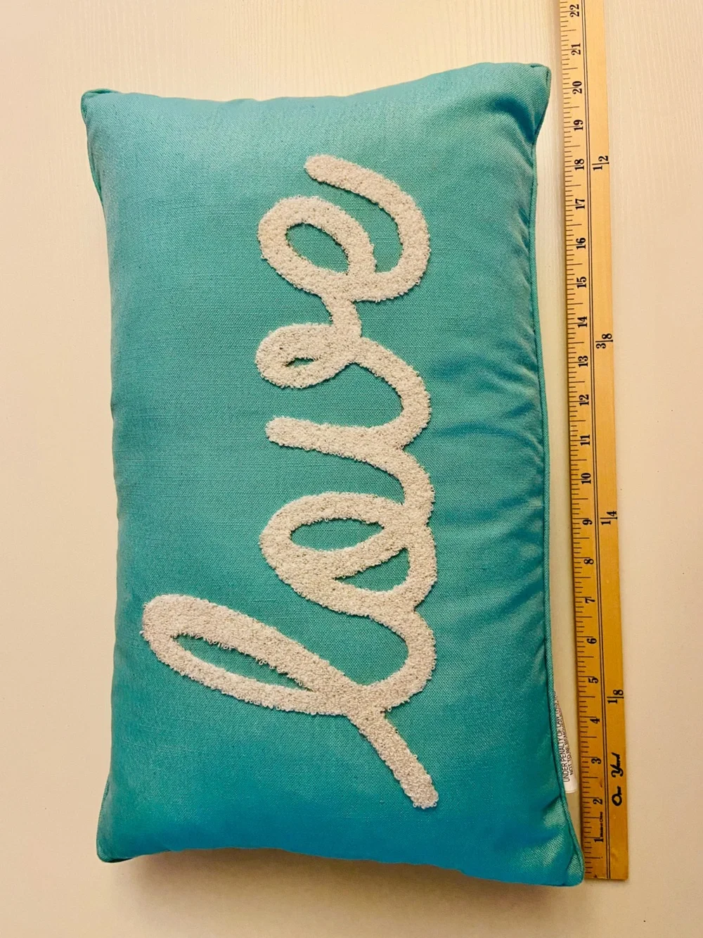 THRO brand accent pillow “love” Tiffany blue
